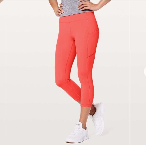 Lululemon Speed Up Crop 21" Leggings Red‎ Orange Womens Size 8 - Picture 1 of 6